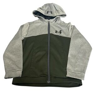 Under Armour Youth Small Gray Green ColdGear Full Zip Hoodie Jacket Size Small